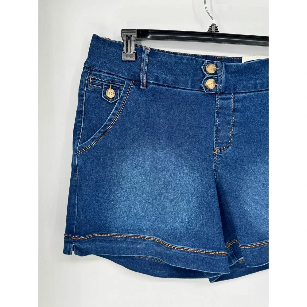 Cato's Denim Shorts Womens 18/20W Blue New High Rise Double Button Medium Wash